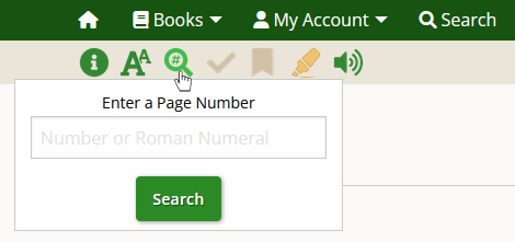 Screenshot showing page search icon